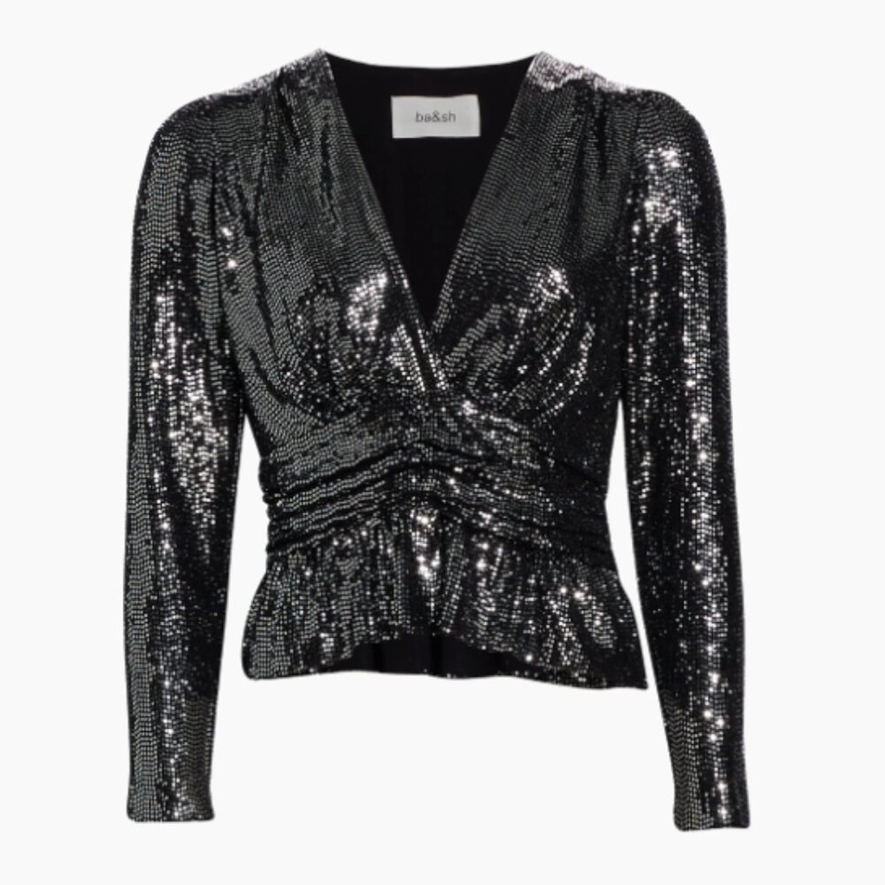 BA&SH Mae Lone-Sleeve Peplum Top